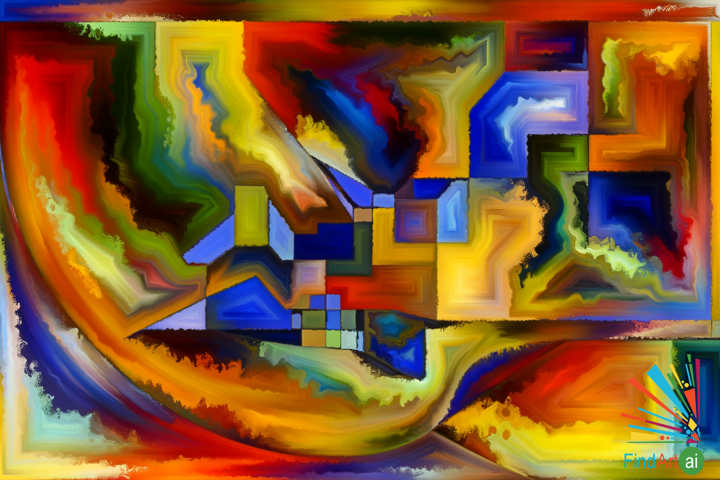 Vibrant Abstract Painting: A Dance of Form, Color, and Texture in Bold, Fluid Harmony