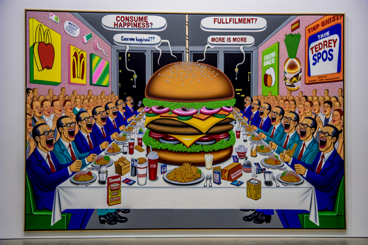 Modern Feast: Pop Art Dining with Consumer Culture Symbols & Parodic Ads