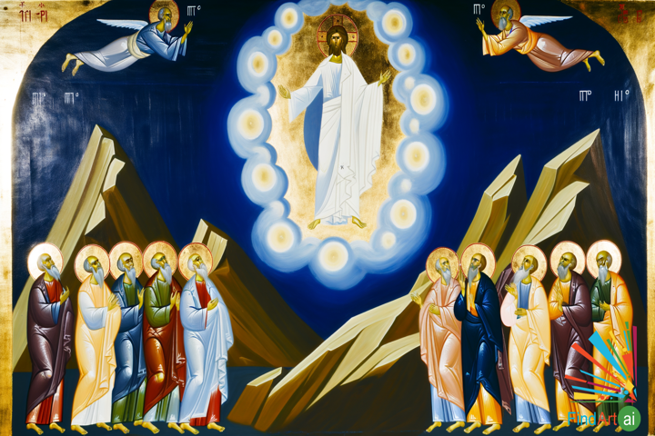 Orthodox Icon: Christ's Transfiguration on Mount Tabor in Radiant Glory