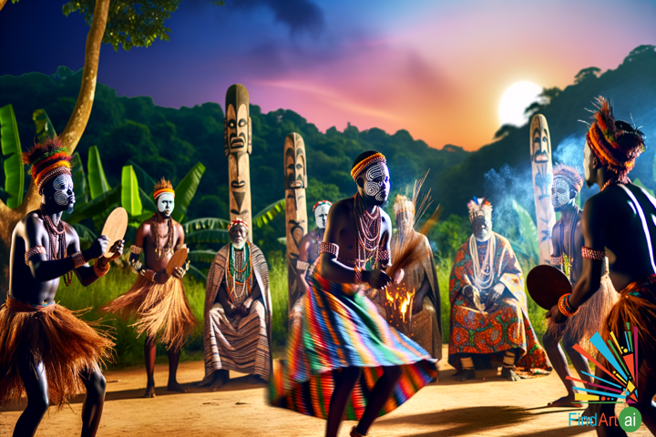 Vivid Ceremony: Ancestral Dance in African Village Captures Timeless Spirituality