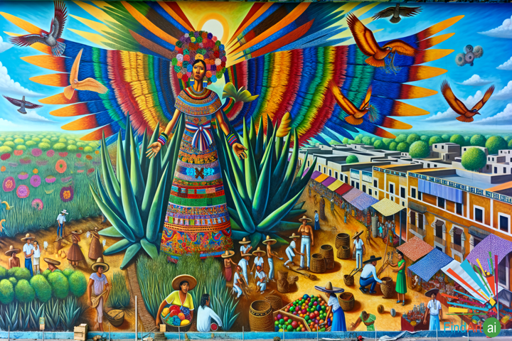 Threads of Heritage: A Mural Celebrating Mexico's Cultural Identity and Unity