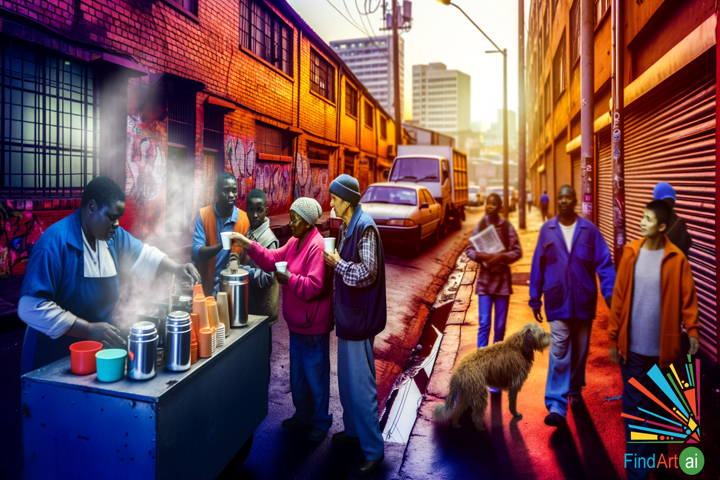 City's Dawn: Vibrant Alley Life with Coffee, Community, and Resilient Spirits