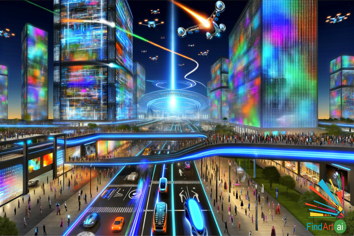 Symphony of Progress: A Futuristic Metropolis Alive with Technology and Human Spirit