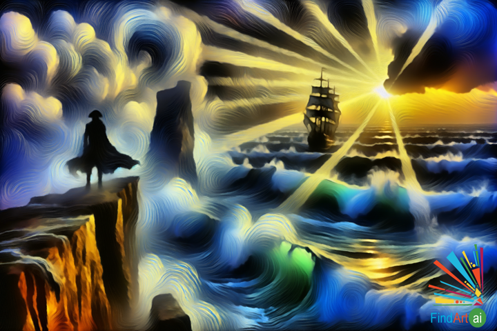 Embracing the Tempest: A Lone Ship's Battle Against Nature's Raw Power at Dawn