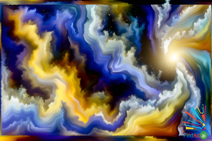 Spiritual Ascension: Vibrant Abstract Painting with Cosmic Harmony and Divine Light