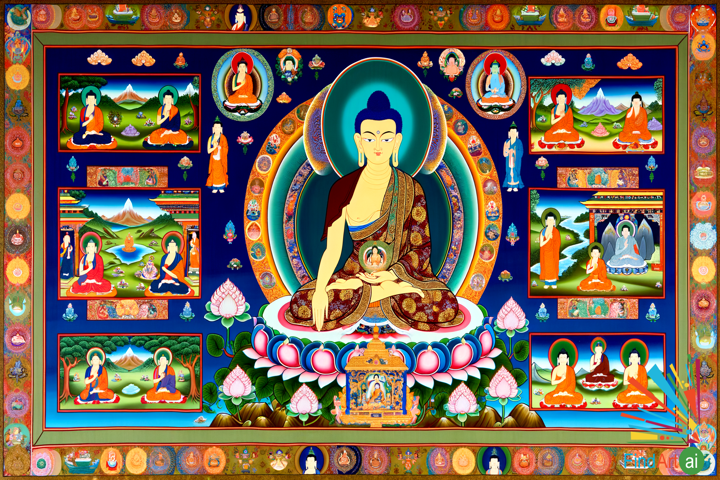 Siddhartha's Enlightenment: A Vibrant Thangka Journey Through the Buddha's Life