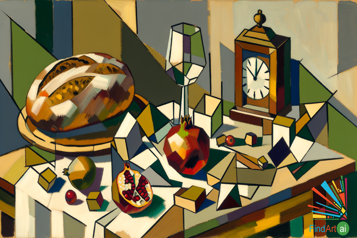 Fragmented Feast: A Cubist Journey Through Deconstructed Still Life and Geometric Forms