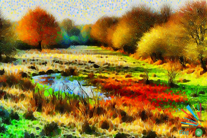 Whispering Meadows: A Pointillism Masterpiece Capturing Seasons' Vibrant Transformations