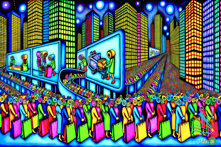 Pop Art Painting Explores Urban Consumer Culture with Bold Colors and Playful Parody