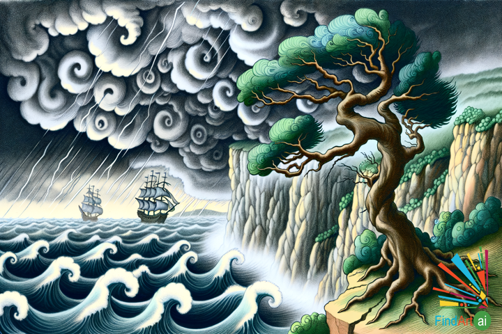 Majesty of the Tempest: A Stormy Coast's Awe-Inspiring Power and Human Vulnerability