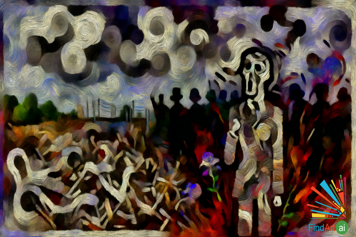 Expressionist Painting: Chaos, Despair, and Hope Amidst Turbulent Lines and Deep Colors
