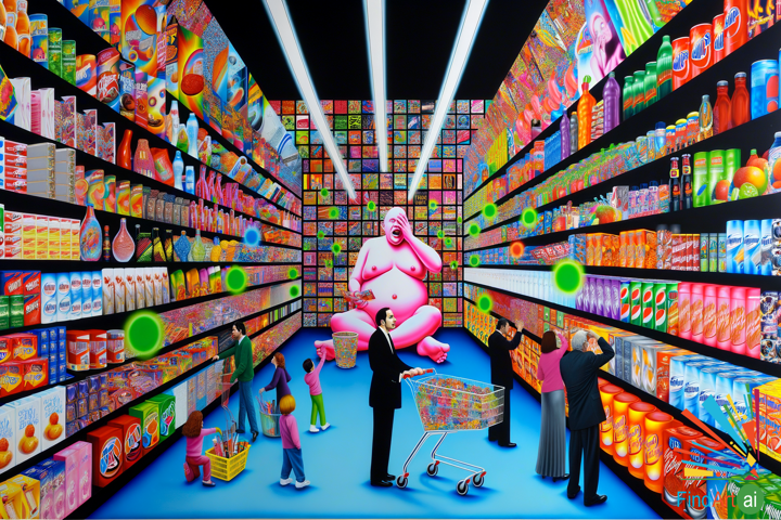 Neon Supermarket Dream: Iconic Goods and Surreal Glow in a Kaleidoscope of Colors