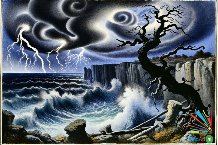 Nature's Fury: The Sublime Beauty and Terror of a Tempestuous Coastline