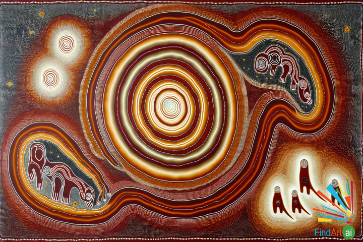 Eternal Ties: An Aboriginal Dot Painting Celebrating Ancestral Connections and Life's Cycle