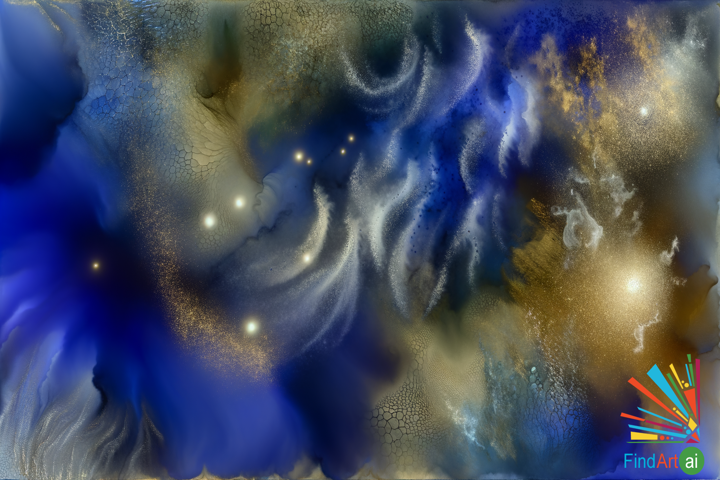 Transcendence: A Soul's Journey Beyond Reality in a Cosmic Dance of Indigo and Gold
