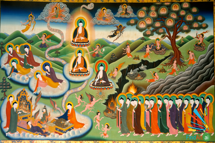 Tibetan Thangka: The Enlightened Journey of Buddha from Birth to Parinirvana