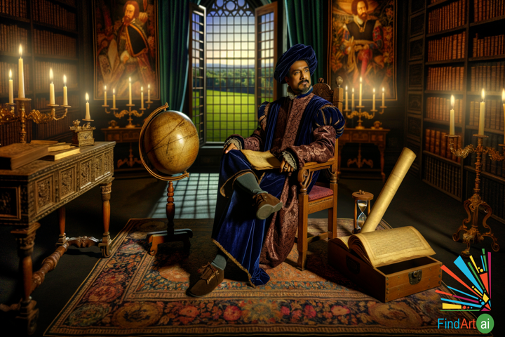 Portrait of Wisdom: A Renaissance Nobleman Surrounded by Symbols of Knowledge