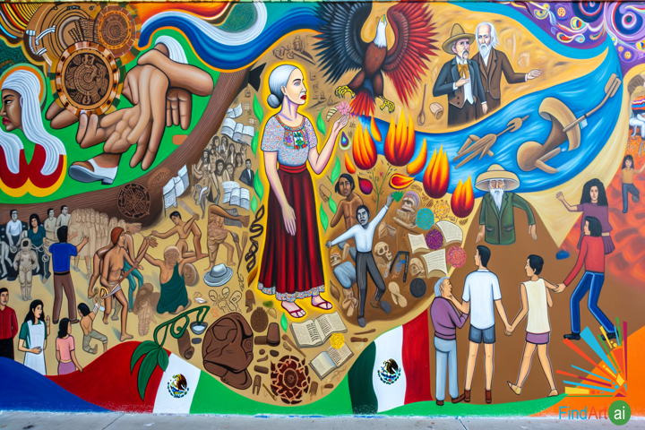 Roots of Resilience: A Mural Celebrating Mexican Culture Through Time and Vibrant Imagery