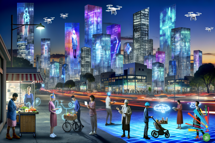 Futuristic Metropolis: Neon Streets, Autonomous Cars, and Augmented Reality
