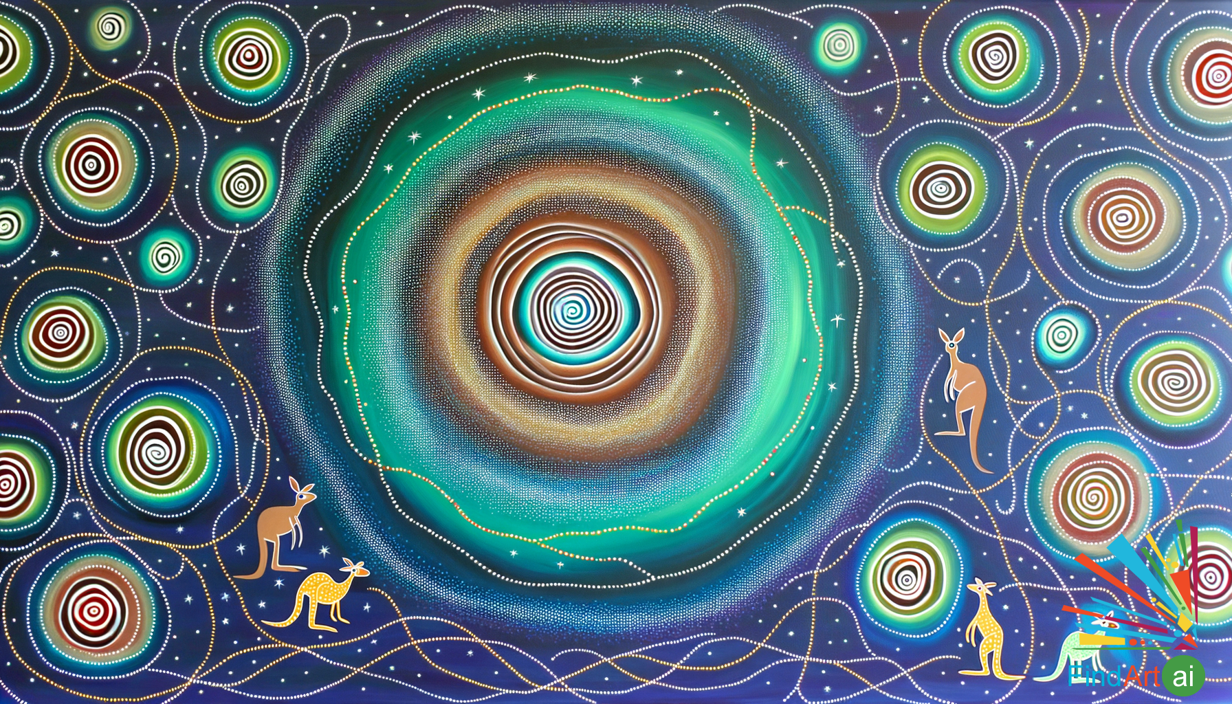 Whispering Spirits: Vibrant Aboriginal Dot Art Celebrating Ancestral Connections