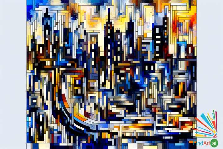 Exploring a Cubist City: A Symphony of Geometric Abstraction and Bold Colors