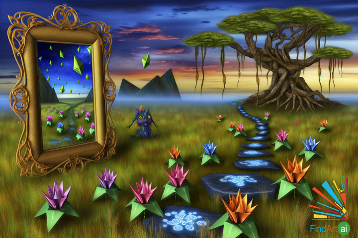 Dreamscape: Origami Blooms, Gilded Reflections & a Path to Surreal Horizons