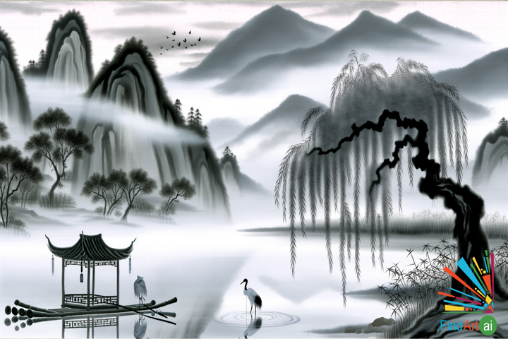 Whispers of Tranquility: Dawn at a Misty Riverside in Harmony with Nature and Humanity