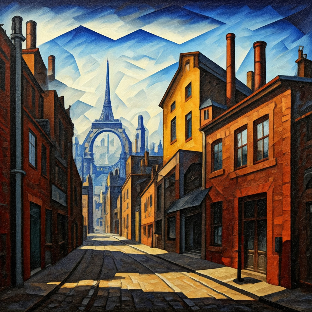 Cubism Paintings with Urban Landscapes Theme