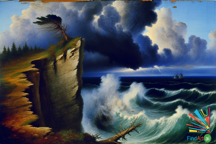Nature's Majesty: The Tempest - A 19th Century Tale of Resilience and Humanity's Struggle