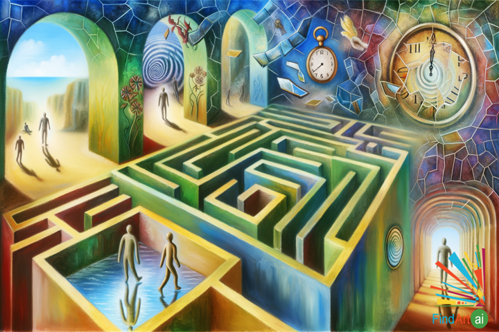 Surreal Labyrinth: Exploring the Mind's Pathways Through Symbolic Art