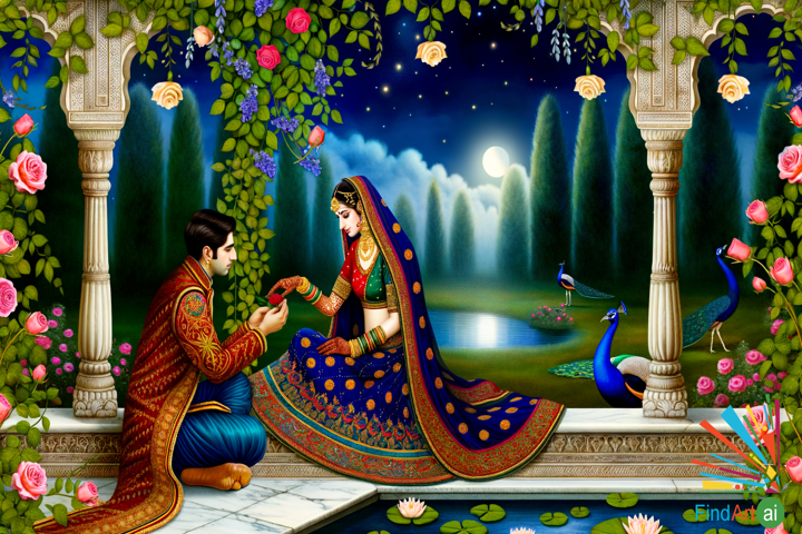 Eternal Love: A Timeless Romance in a Moonlit Garden of Jasmine and Roses