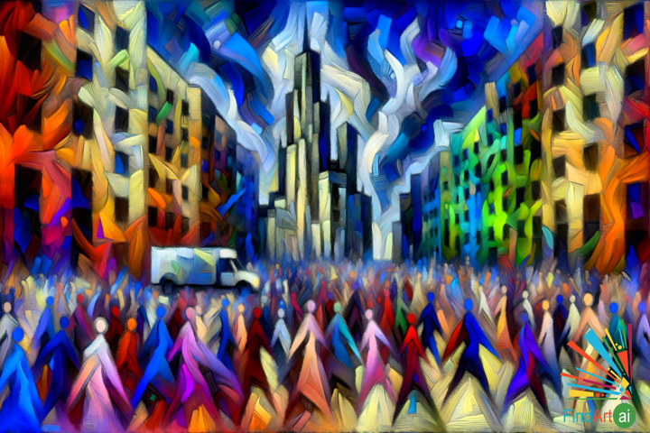Vibrant Chaos: An Expressionist View of Urban Life's Rhythms and Emotions