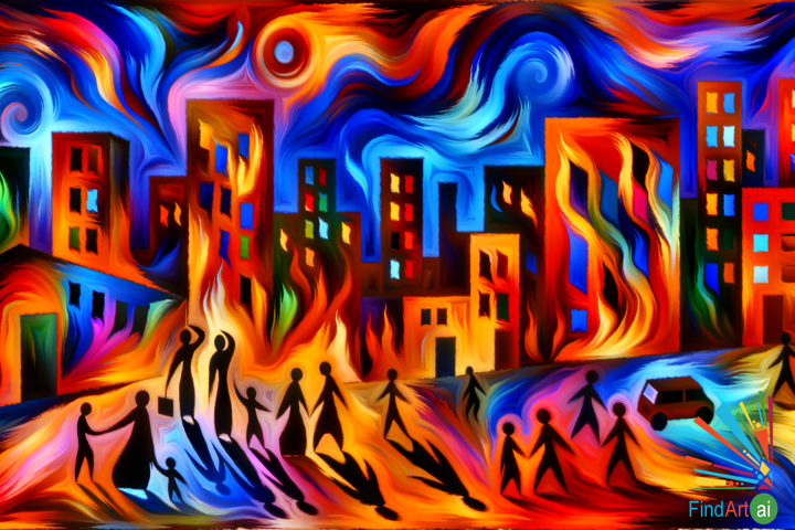 Vibrant Cityscape: Capturing Emotion and Chaos in a Metropolis of Dynamic Forms