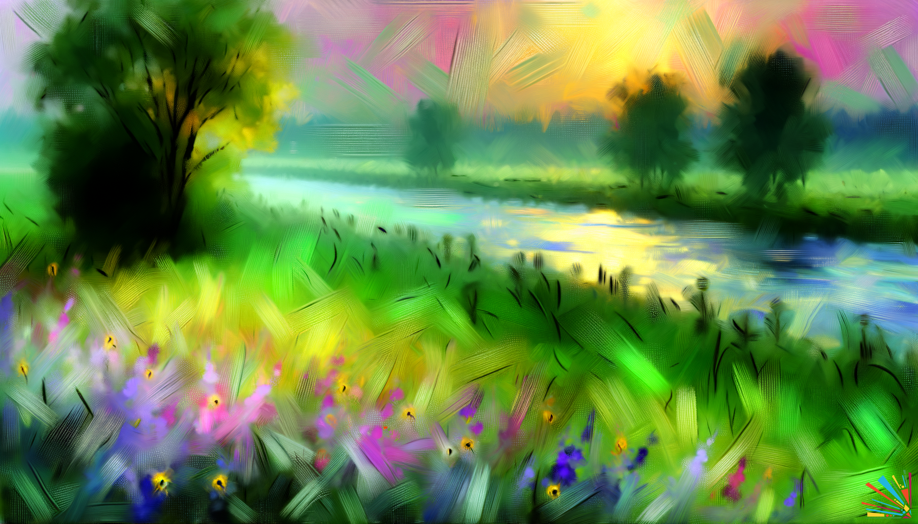 Whispers of Dawn: A Serene Countryside Morning in Soft Pastels and Dancing Light