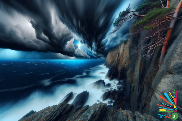 Tempestuous Majesty: A Dramatic Seascape of Nature's Sublime Power and Resilience