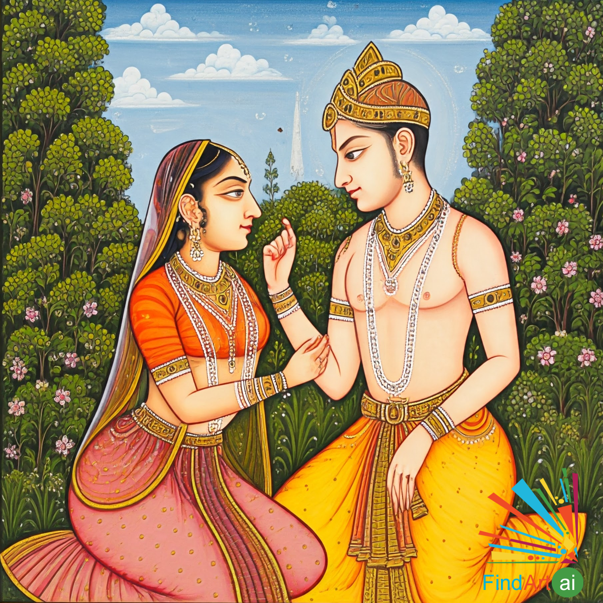 Indian Miniature Paintings with Love and Romance Theme