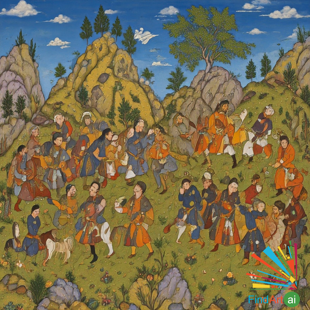 Persian Miniature Paintings with Epic Tales Theme