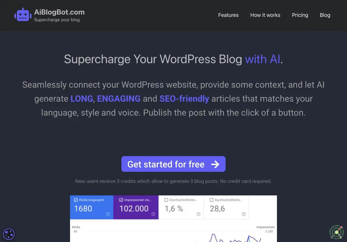 AI-powered tool that generates long, engaging, and SEO-friendly articles for WordPress blogs.