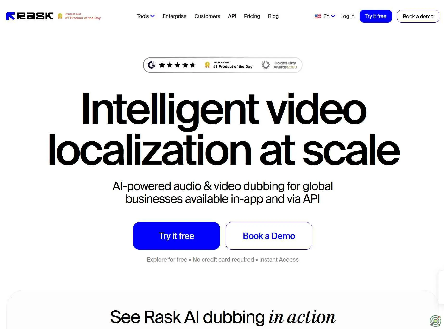 An AI-powered video localization and dubbing tool that enables seamless translation and voiceover in over 130 languages.