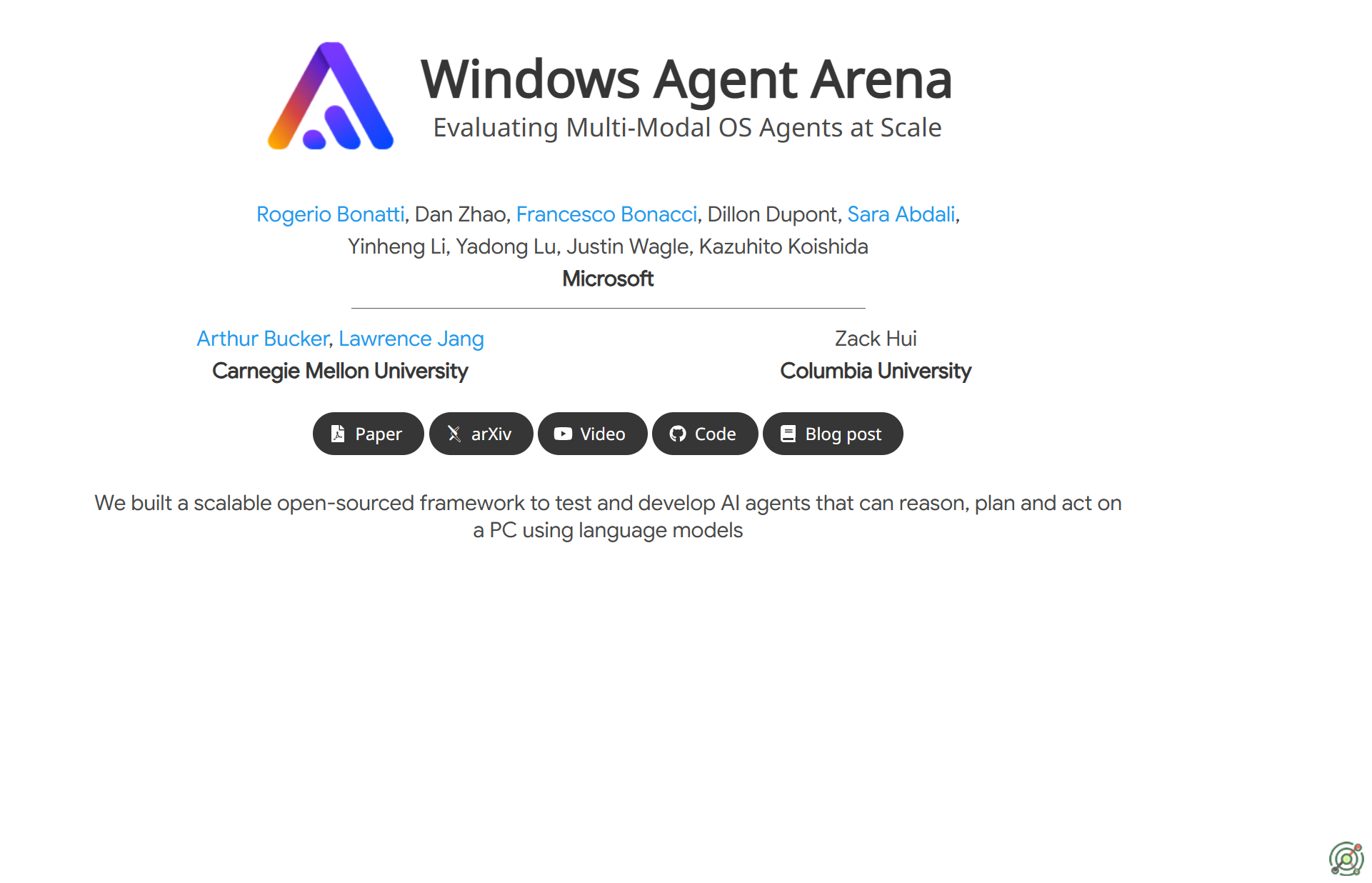Scalable platform for testing and benchmarking multi-modal AI agents on Windows OS.