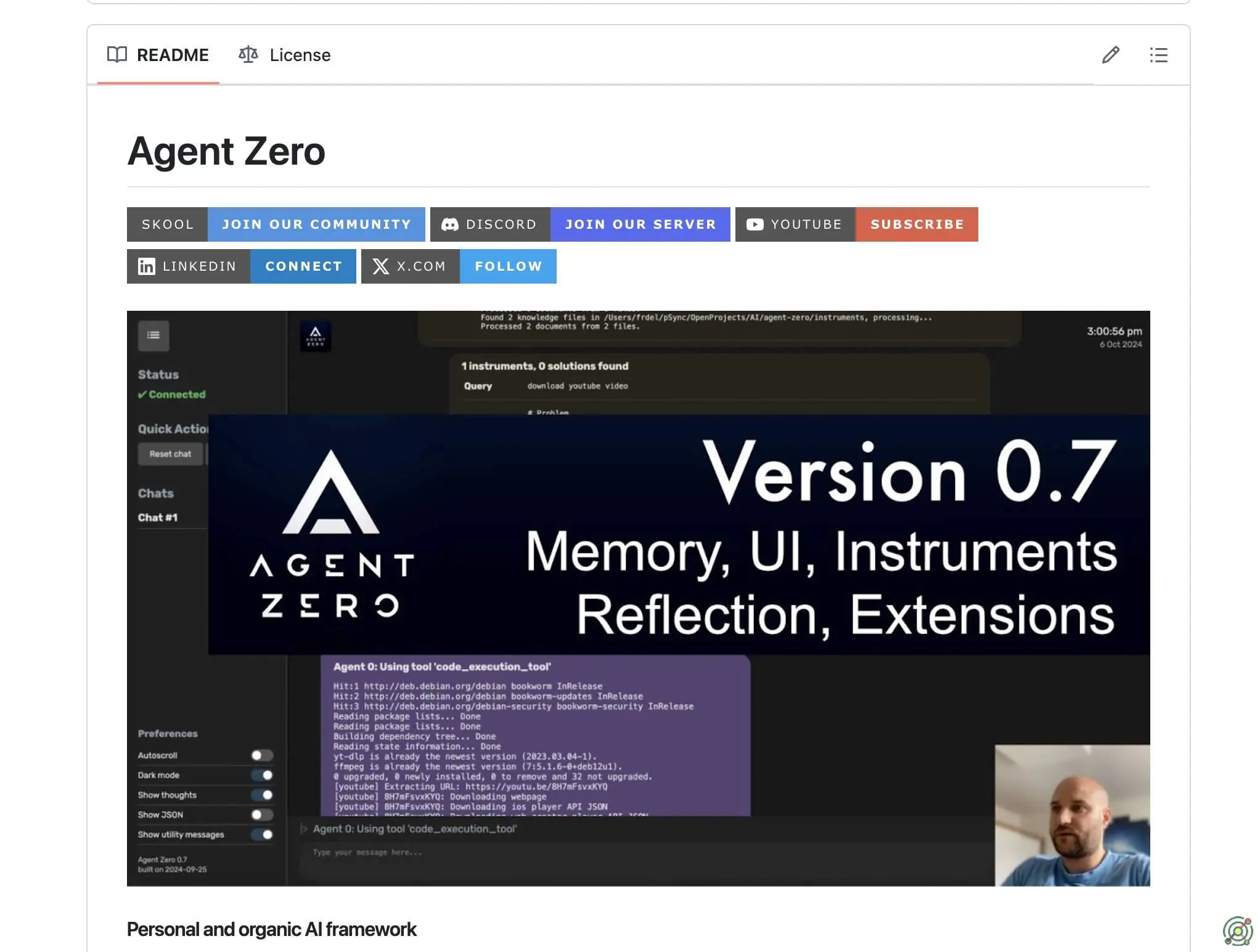 An open-source AI framework designed to create dynamic, customizable, and interactive AI agents for various tasks.