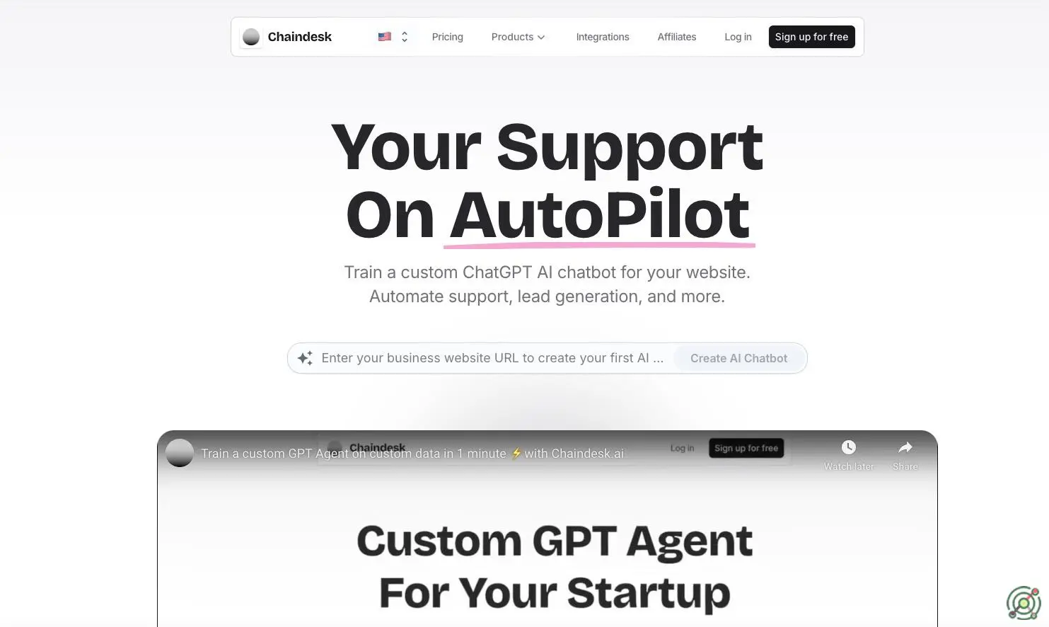 A no-code platform enabling businesses to create custom AI chatbots powered by ChatGPT, trained on specific data, for enhanced customer support and engagement.