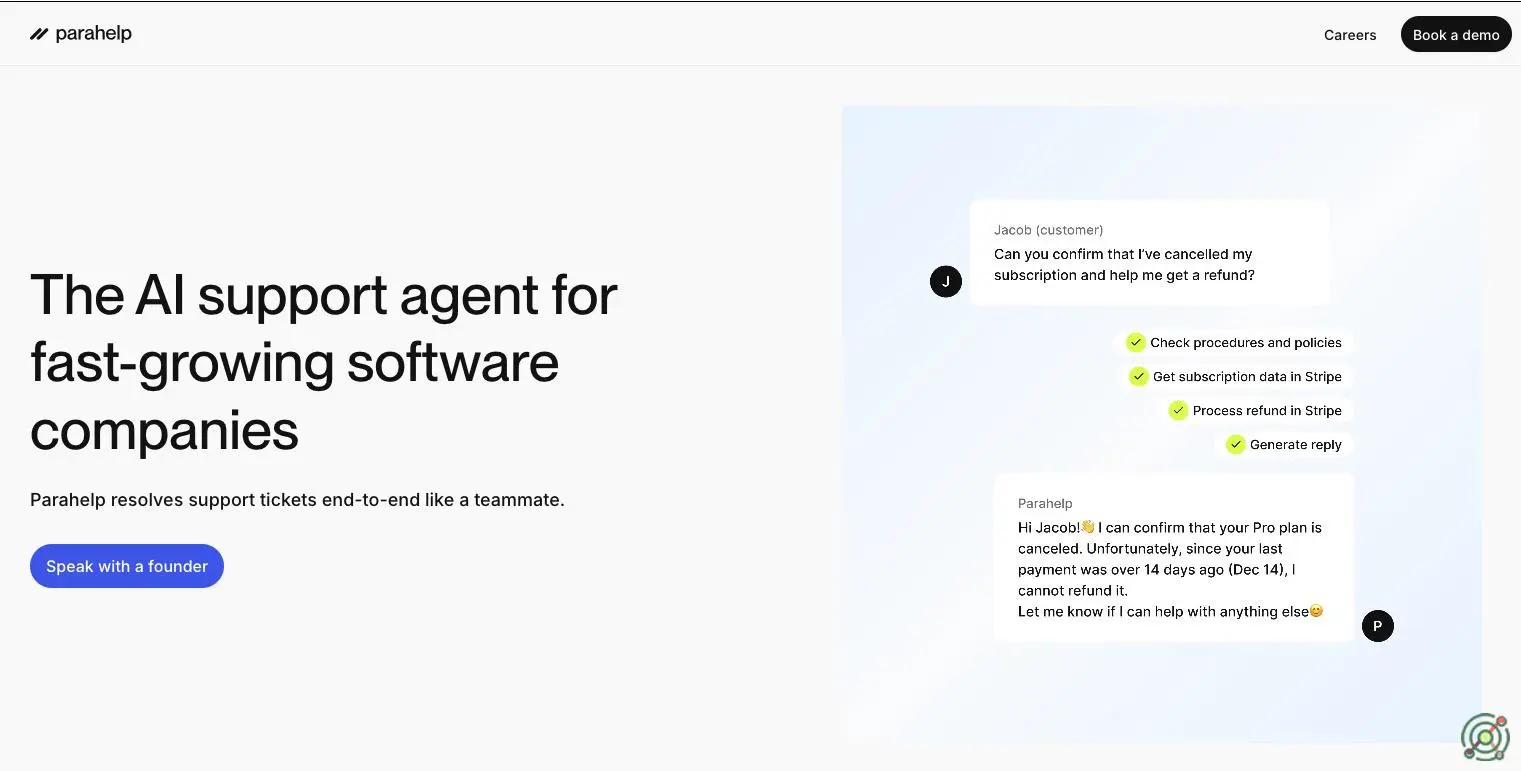 AI support agent that resolves complex tickets end-to-end using your tools and SOPs.