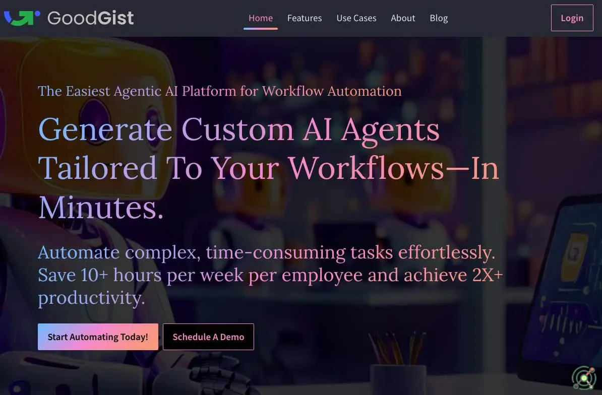An AI-driven platform that enables businesses to create custom AI agents for automating complex, time-consuming workflows without coding.