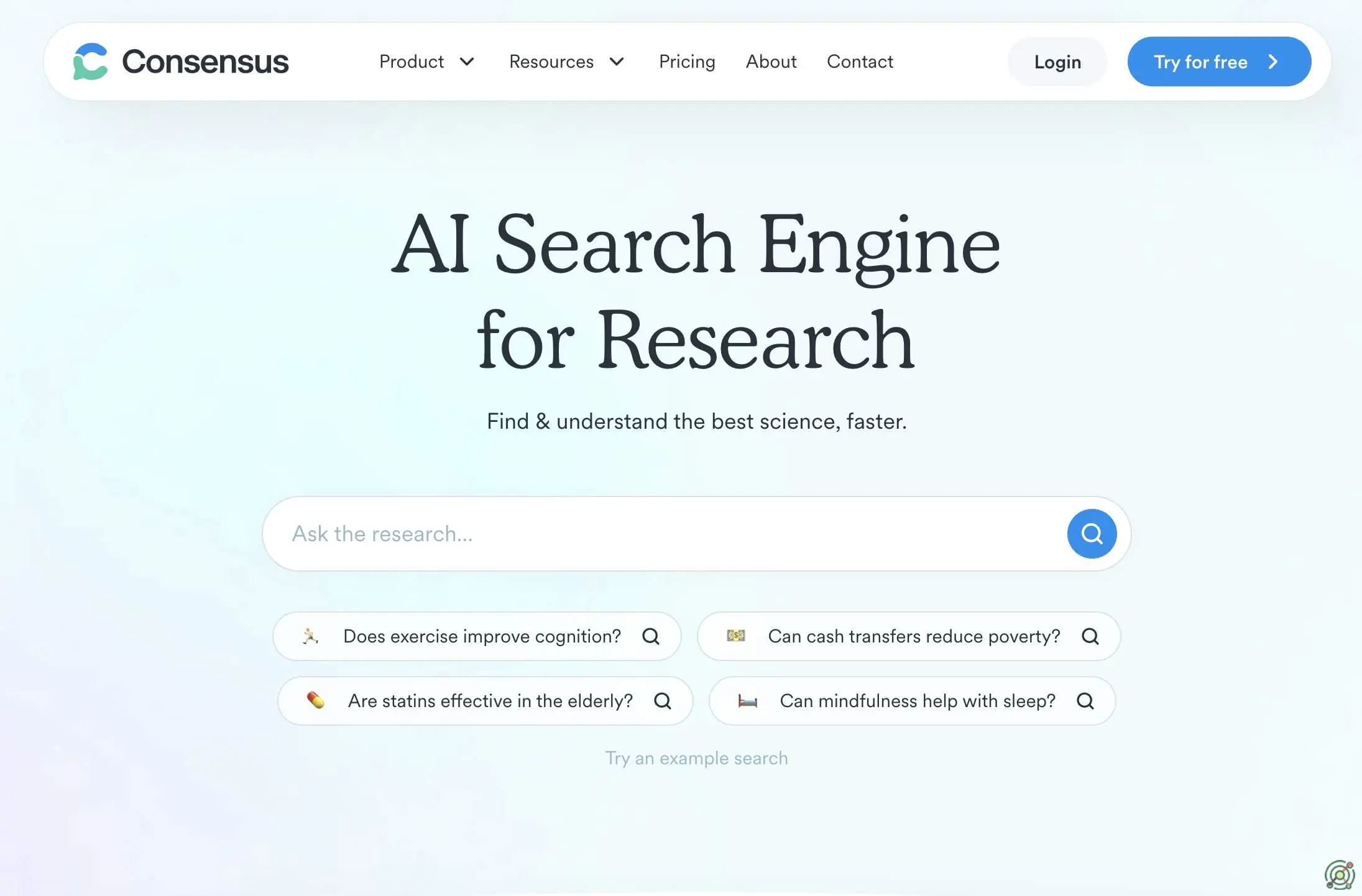 An AI-powered search engine that provides evidence-based answers from scientific research, enabling users to access and understand academic findings efficiently.
