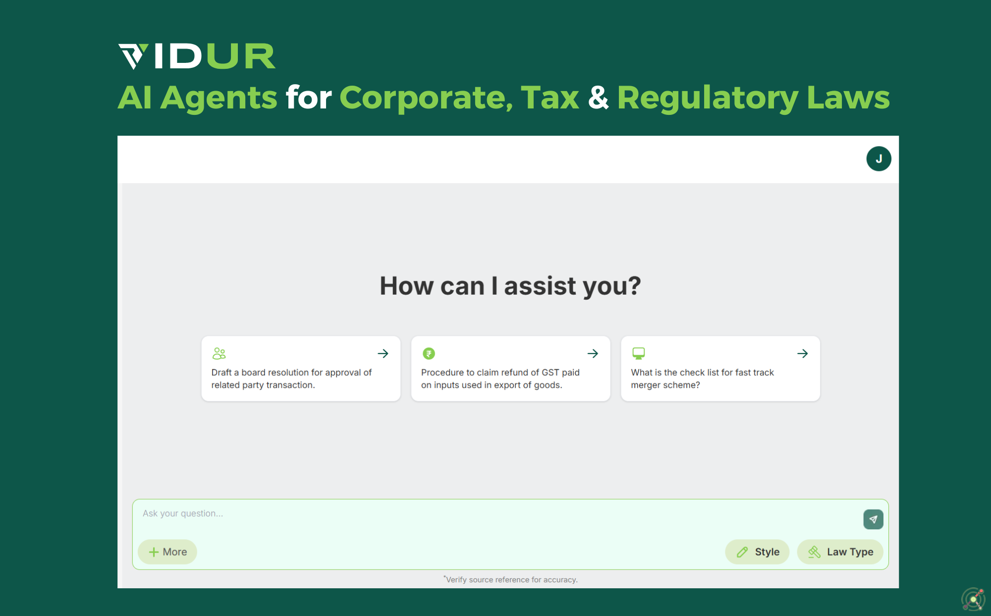 VIDUR is an AI-powered legal research agent designed for professionals in corporate, tax, and regulatory law. 