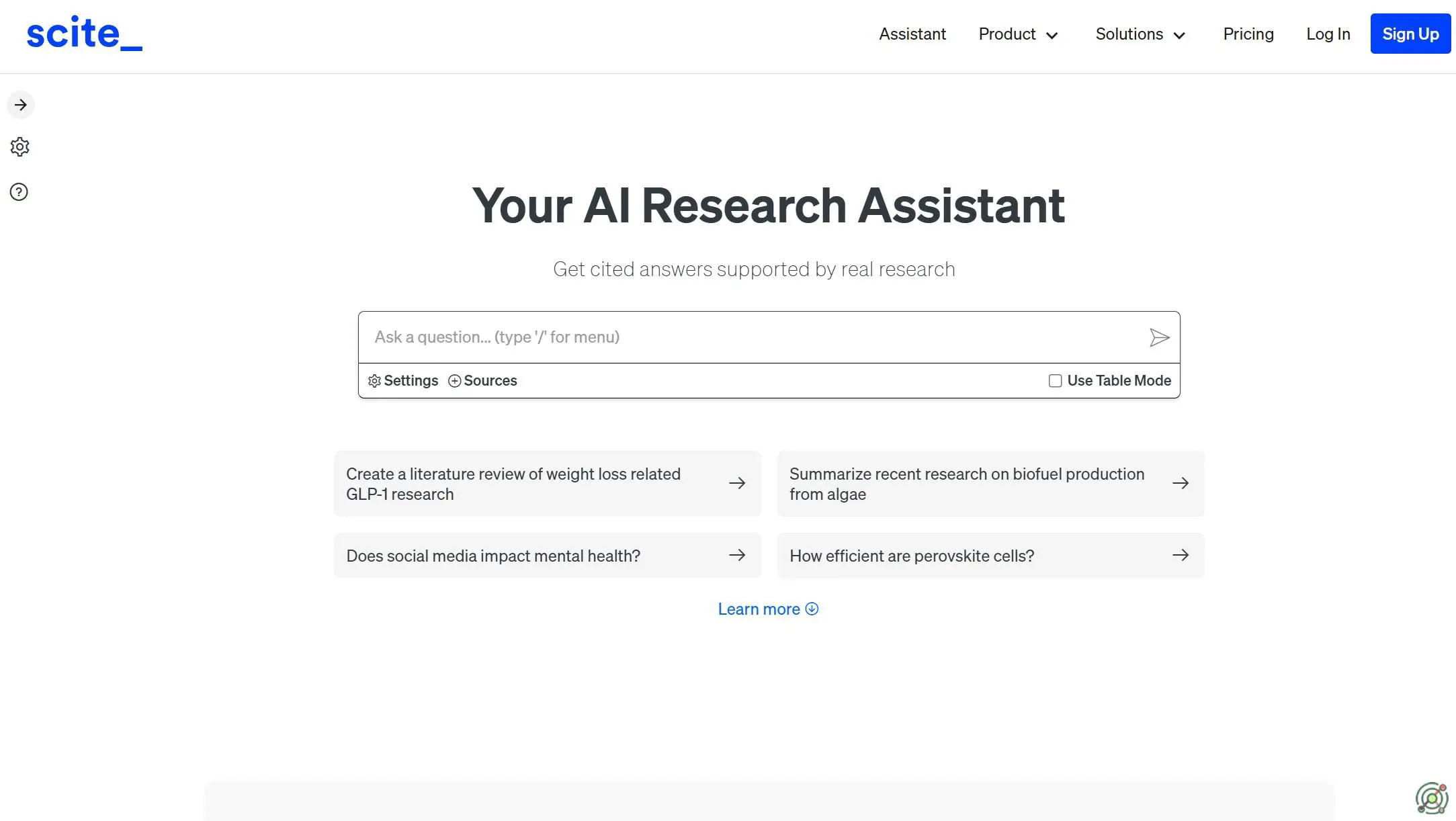 An AI-powered research assistant providing answers backed by scientific literature.