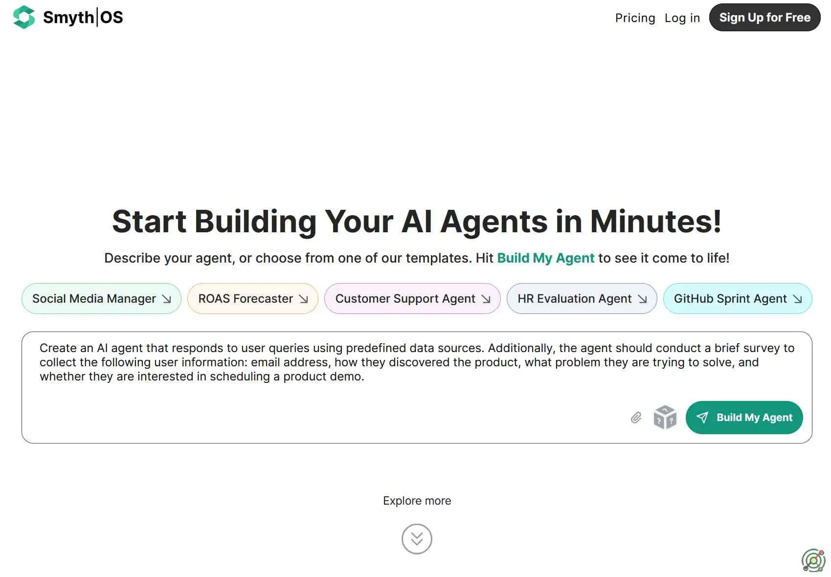 An AI-powered platform that enables users to create and deploy AI agents without coding, streamlining workflow automation and integration.