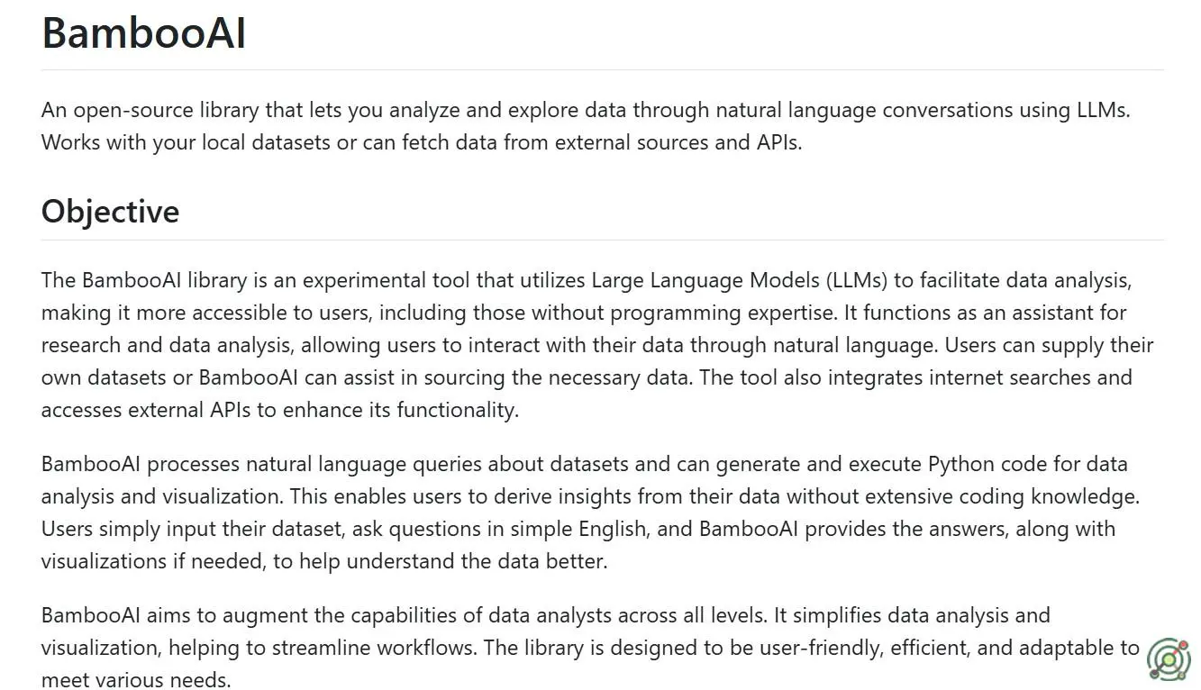 An open-source library enabling natural language data analysis using Large Language Models.