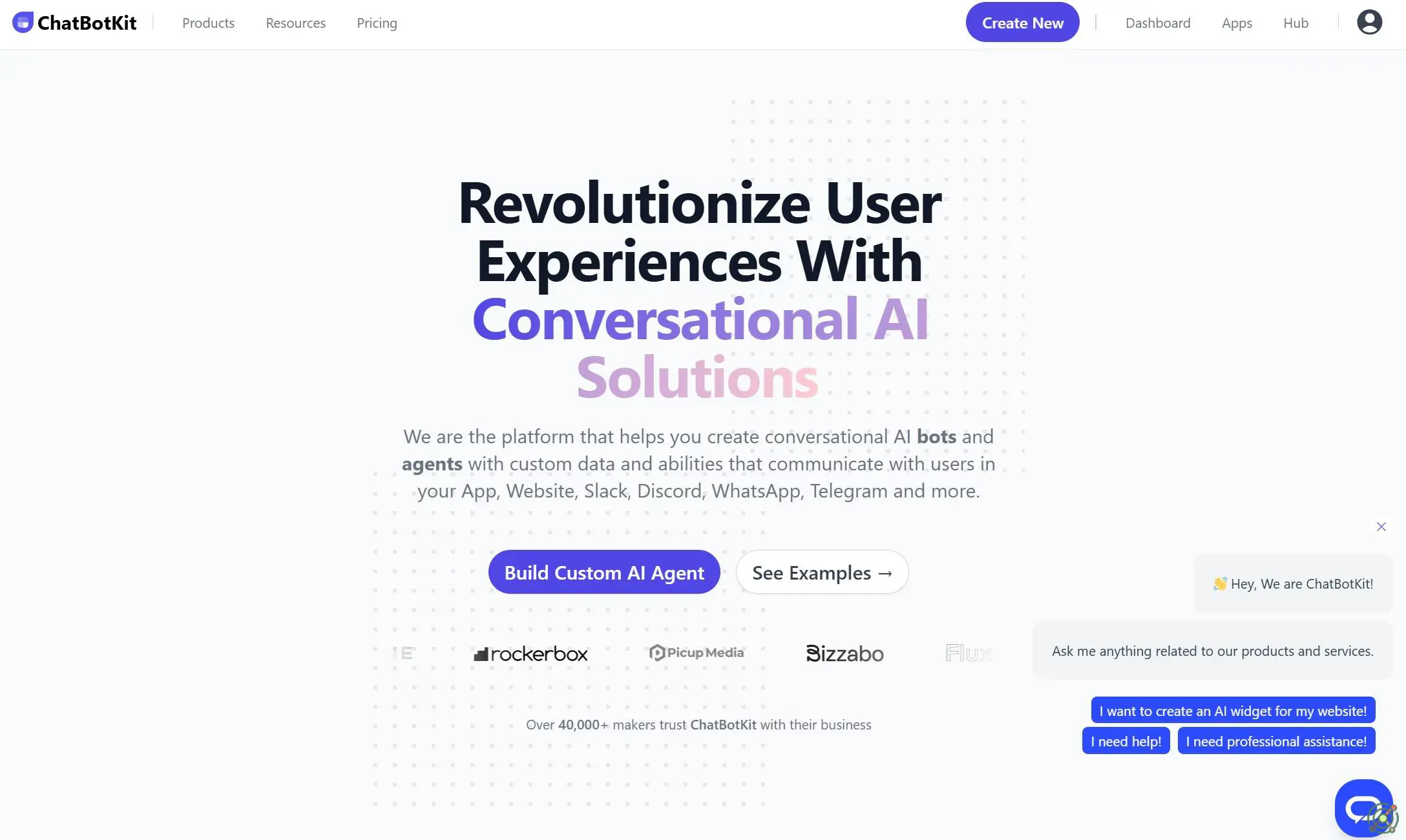 A platform for creating conversational AI bots and agents for various applications.